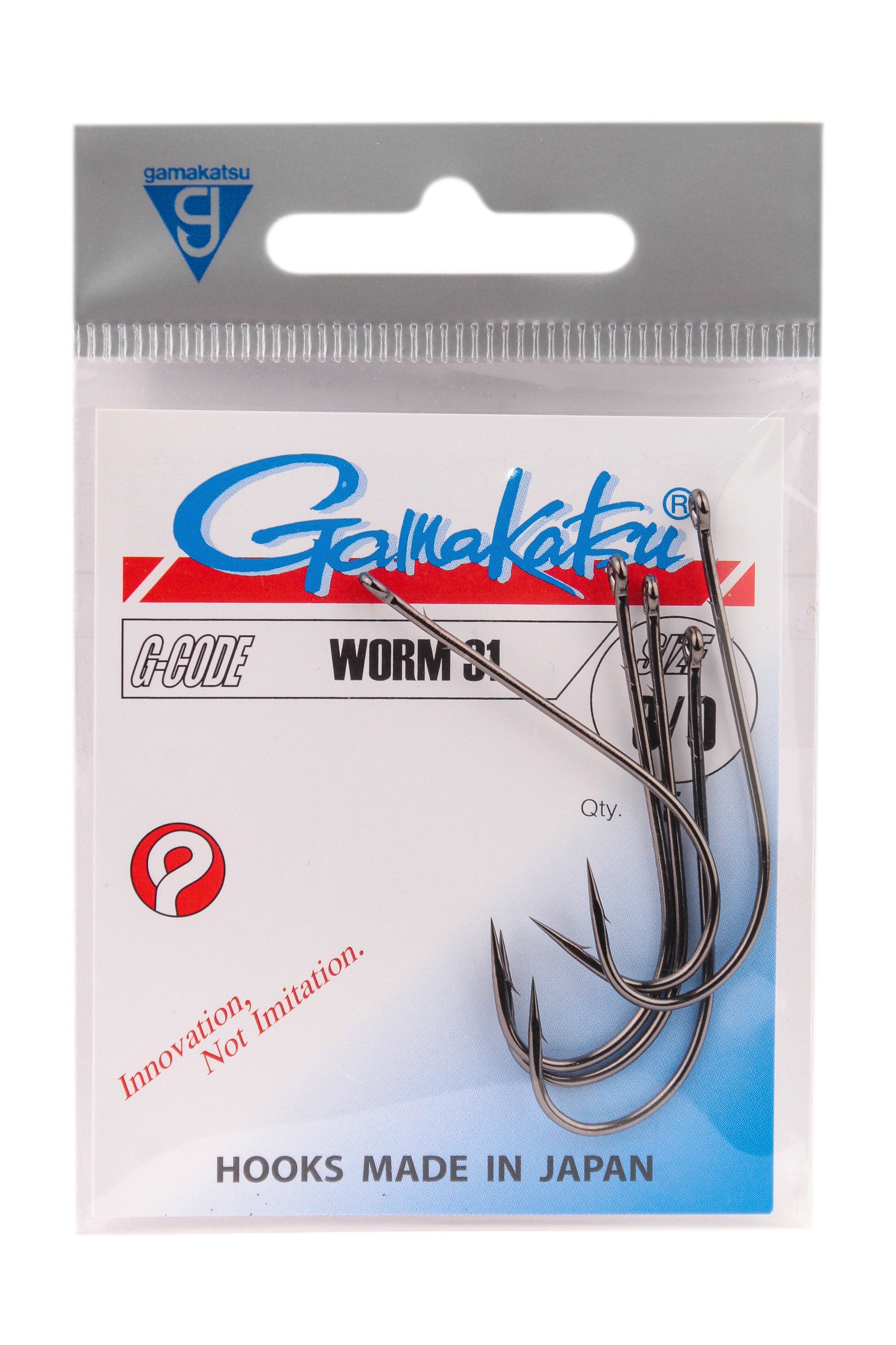 Крючок Gamakatsu Worm 31 black №3/0 - фото 1