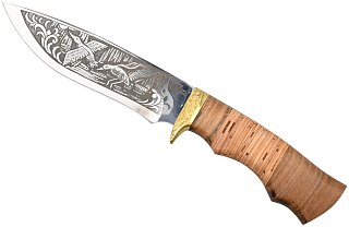 Нож ИП СЕМИНА Близнец сталь 65х13 литье береста гравировка