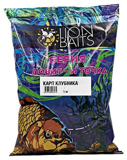 Прикормка Lion Baits Ловит и точка карп клубника 1кг - фото 1