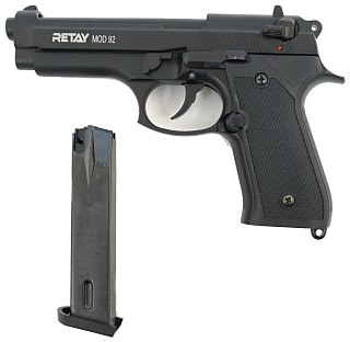 Пистолет Retay MOD92 Beretta 9мм РАК охолощенный черный - фото 4