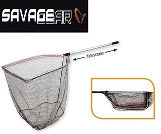 Подсачек Savage Gear pro folding rubber large mesh landing net L 65x50см - фото 2