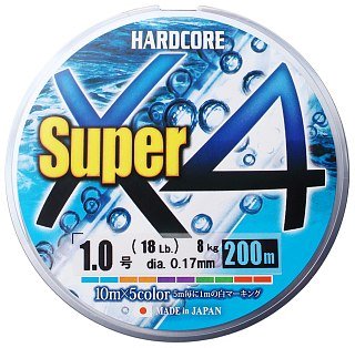 Шнур Yo-Zuri Duel Hardcore super X4 PE 1.0 200м 0,17мм 8кг 5 color - фото 2