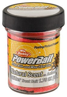 Паста Berkley Powerbait Natural Glitter Trout Bait 50гр Black/Fluorescent Red - фото 1