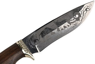 Нож ИП Семин Близнец кованая сталь 95х18 венге литье гравировка - фото 4