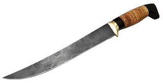 Нож ИП Семин Филейный дамасская сталь большой литье береста граб - фото 3
