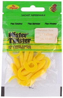 Приманка Mister Twister твистер Twist 5см 2 yellow 10шт - фото 2