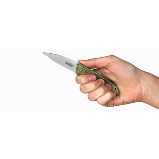 Нож Kershaw Camo leek складной алюминий Sandvik 14C28N рукоять камуфляж - фото 4