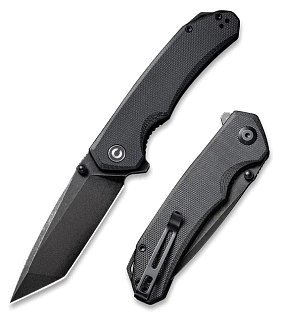 Нож Civivi Brazen Flipper And Thumb Stud Knife G10 Handle (3.46" D2 Blade) black - фото 1