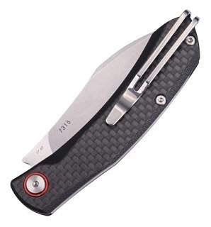Нож Sanrenmu 7315 складной сталь 12C27 Brush black carbon fiber overlay G10 base - фото 2
