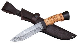 Нож ИП Семин Близнец дамасская сталь береста граб - фото 1