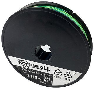 Шнур Shimano Kairiki 4 PE 150м 0,215мм multicolor 16,7кг - фото 1