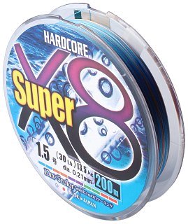 Шнур Yo-Zuri Duel Hardcore super X8 PE 1.5 200м 0,21мм 13,5кг 5 color