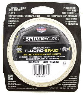 Шнур Spiderwire fluorobraid yellow 110м 0,18мм - фото 2