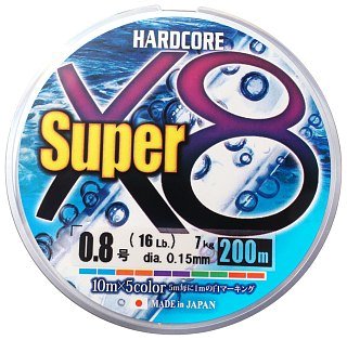 Шнур Yo-Zuri Duel Hardcore super X8 PE 0.8 200м 0,15мм 7кг 5 color - фото 2