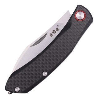 Нож Sanrenmu 7315 складной сталь 12C27 Brush black carbon fiber overlay G10 base - фото 3