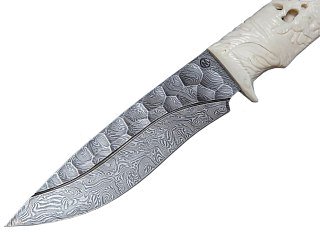 Нож ИП Семин Близнец дамасская сталь кость ажур - фото 2