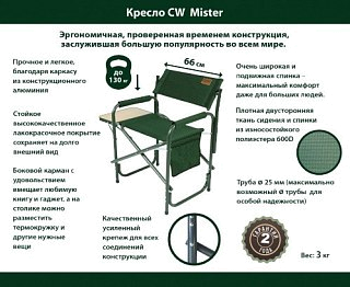 Кресло Camping World Mister до 130 кг вес 3.75 green - фото 4