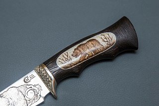 Нож ИП Семин Близнец кованая сталь 95х18 венге литье кость гравировка - фото 3