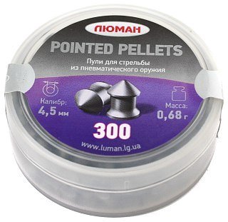 Пульки Люман Pointed pellets остроголовые 0,68 гр 4,5мм 300 шт - фото 1