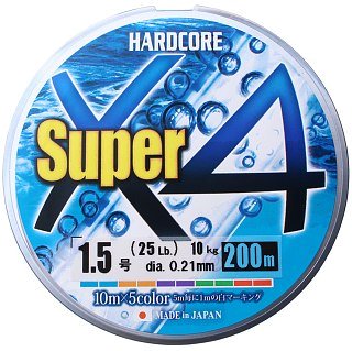 Шнур Yo-Zuri Duel Hardcore super X4 PE 1.5 200м 0,21мм 10кг 5 color - фото 2