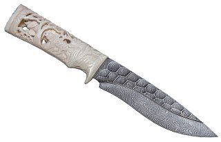 Нож ИП Семин Близнец дамасская сталь кость ажур - фото 4