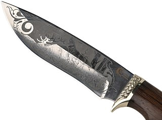 Нож ИП Семин Близнец кованая сталь 95х18 венге литье гравировка - фото 6